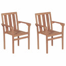 Stackable Garden Chairs 2 pcs Solid Teak Wood