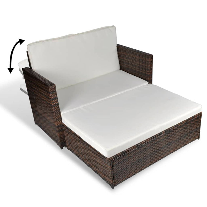 Garden Sofa Poly Rattan Brown