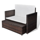 Garden Sofa Poly Rattan Brown