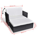 2 Piece Garden Lounge Set with Cushions Poly Rattan Black