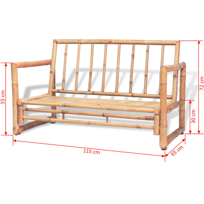 2 Seater Garden Sofa with Cushions Bamboo