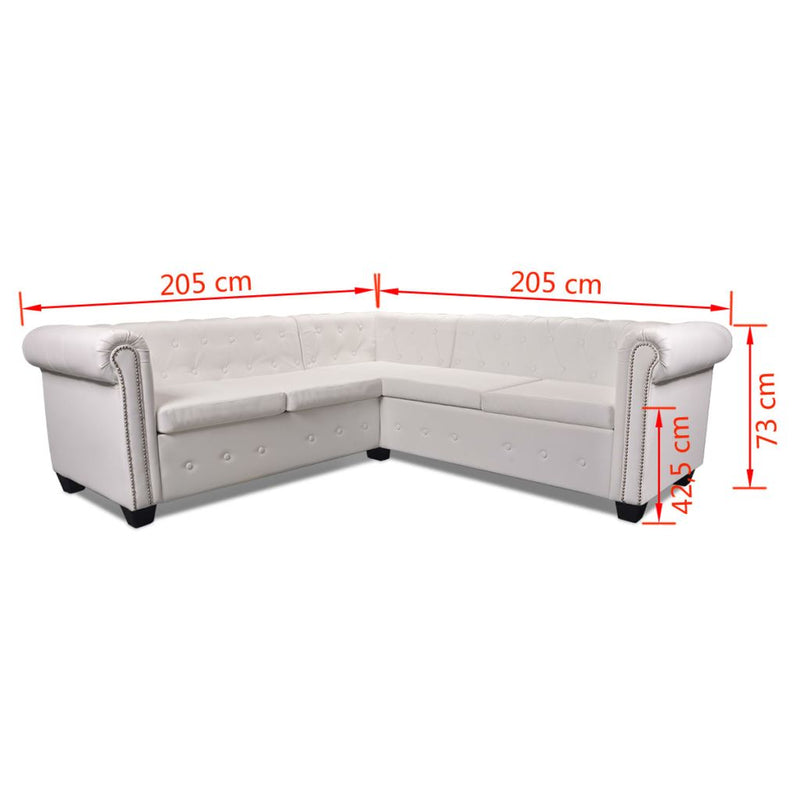 Chesterfield Corner Sofa 5-Seater Artificial Leather White