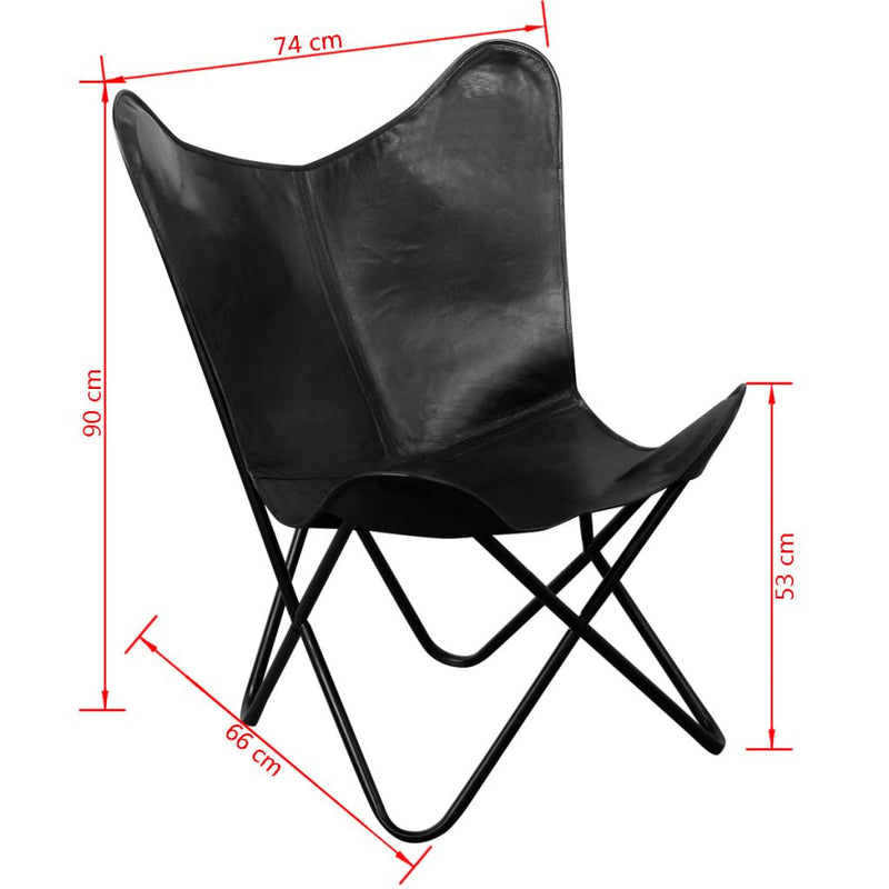 Butterfly Chair Black Real Leather