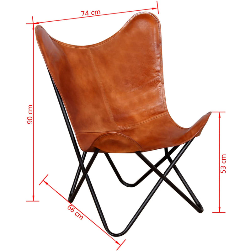 Butterfly Chair Brown Real Leather.