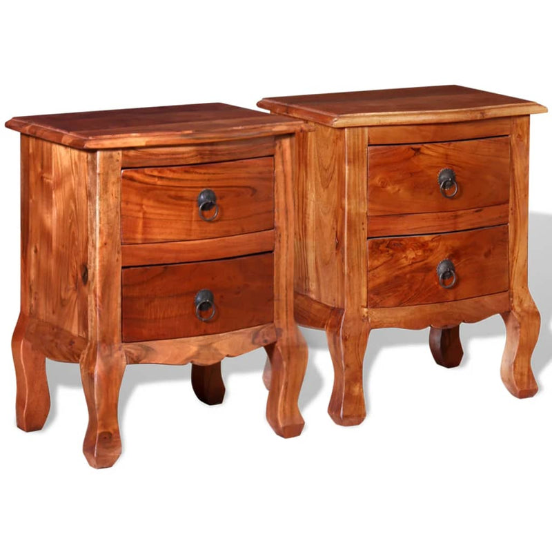 Nightstands with Drawers 2 pcs Solid Acacia Wood