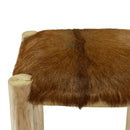 Bar Stool Real Leather and Solid Teak Wood