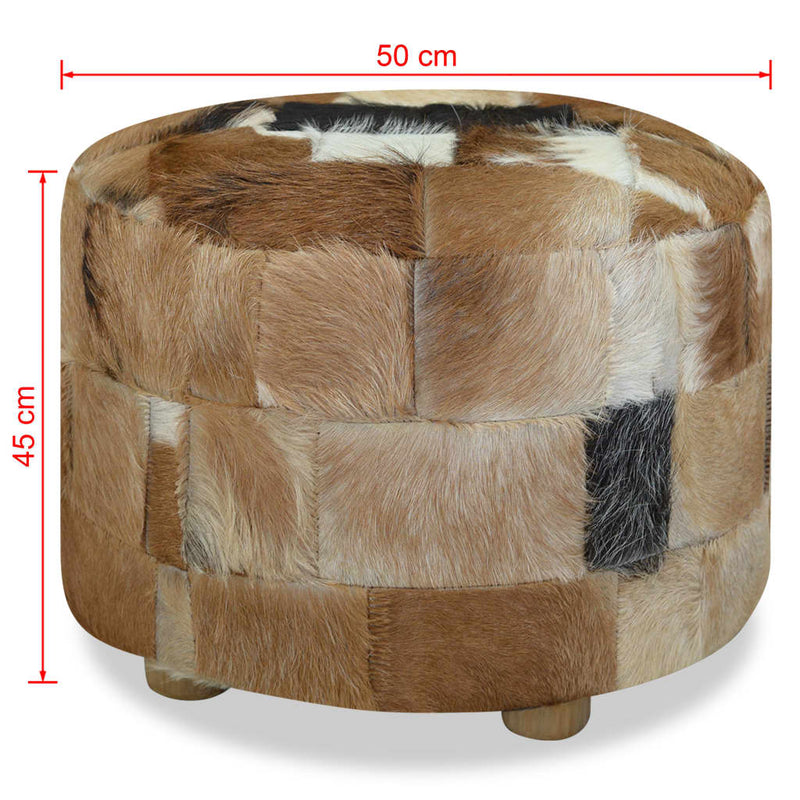 Pouffe Genuine Leather Round 50x50x45 cm
