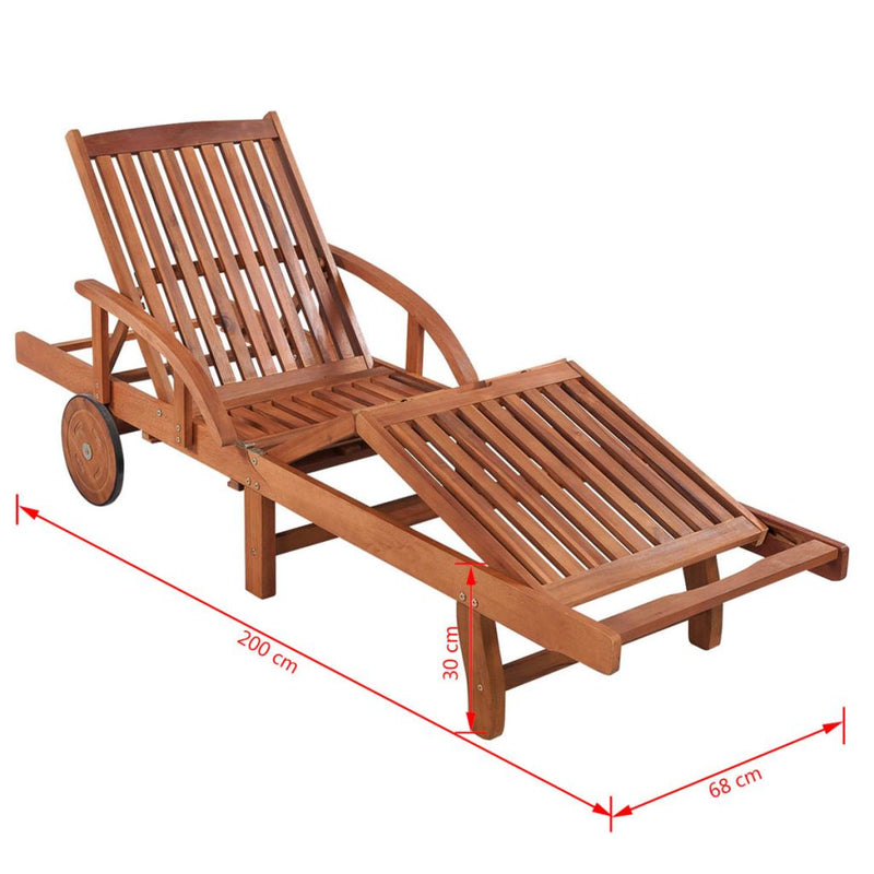 Sun Loungers 2 pcs with Table Solid Acacia Wood