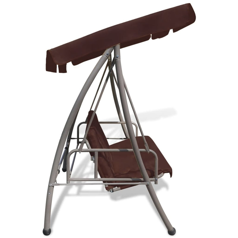 Outdoor Swing Bench with Canopy Coffee