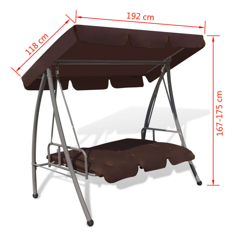 Outdoor Swing Bench with Canopy Coffee