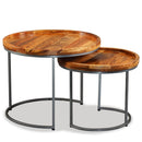 Side Table Set 2 Pieces Solid Mango Wood