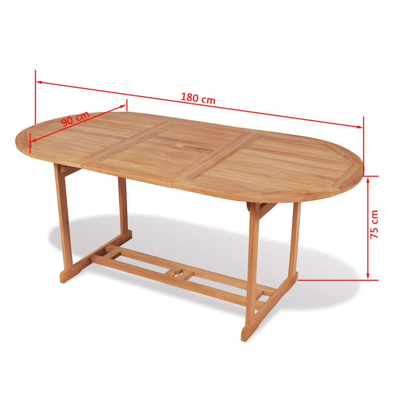 Garden Table 180x90x75 cm Solid Teak Wood