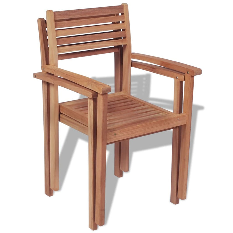 Stackable Garden Chairs 2 pcs Solid Teak Wood