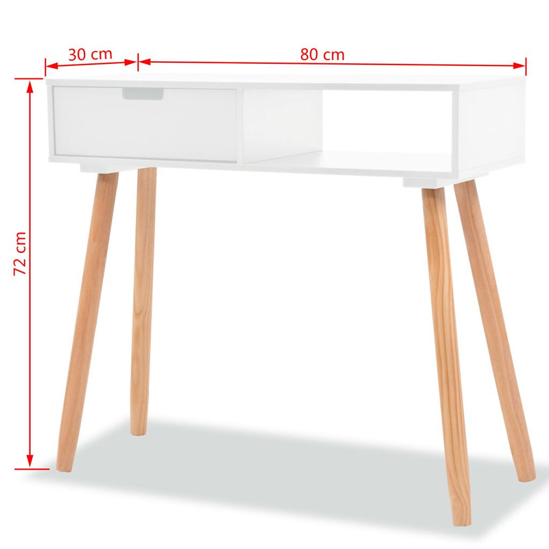 Console Table Solid Pinewood 80x30x72 cm White
