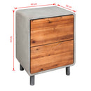 Nightstand Concrete Solid Acacia Wood 40x30x50 cm