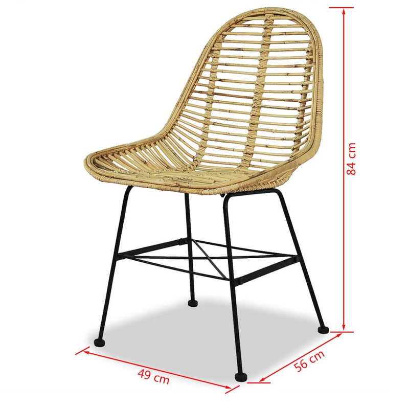 Dining Chairs 4 pcs Natural Rattan