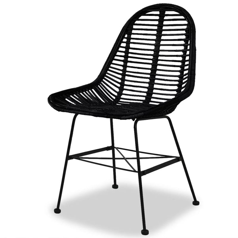 Dining Chairs 2 pcs Black Natural Rattan