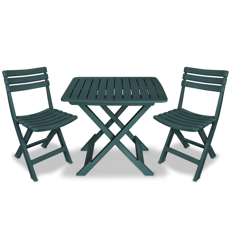 3 Piece Folding Bistro Set Plastic Green