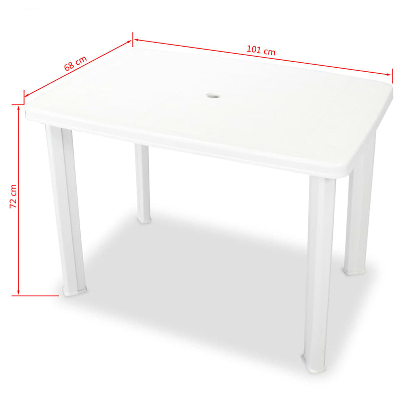 Garden Table White 101x68x72 cm Plastic