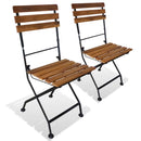 Folding Garden Chairs 2 pcs Steel and Solid Acacia Wood