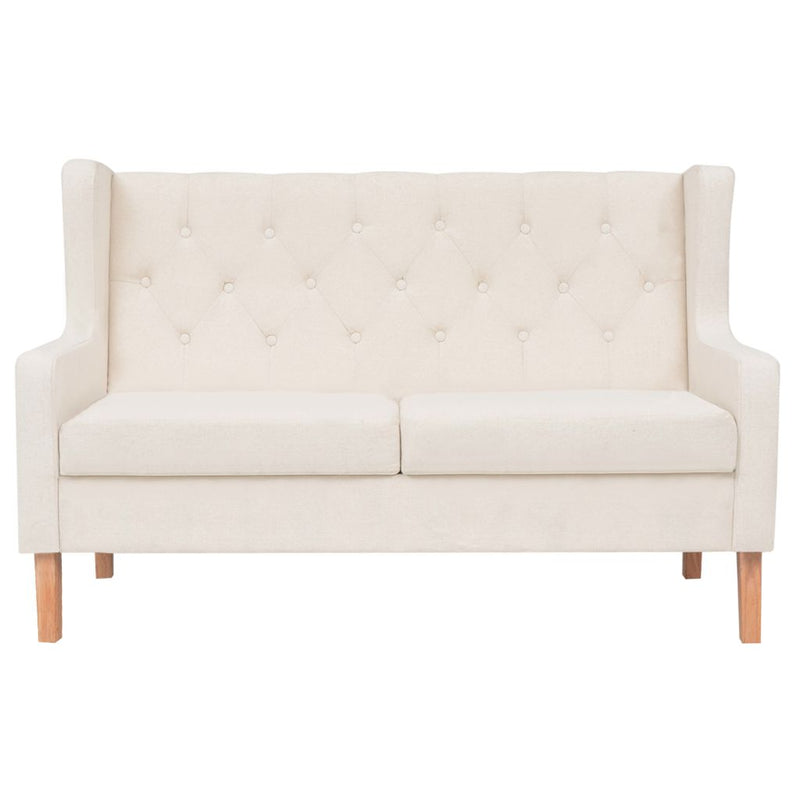 2-Seater Sofa Fabric Cream White