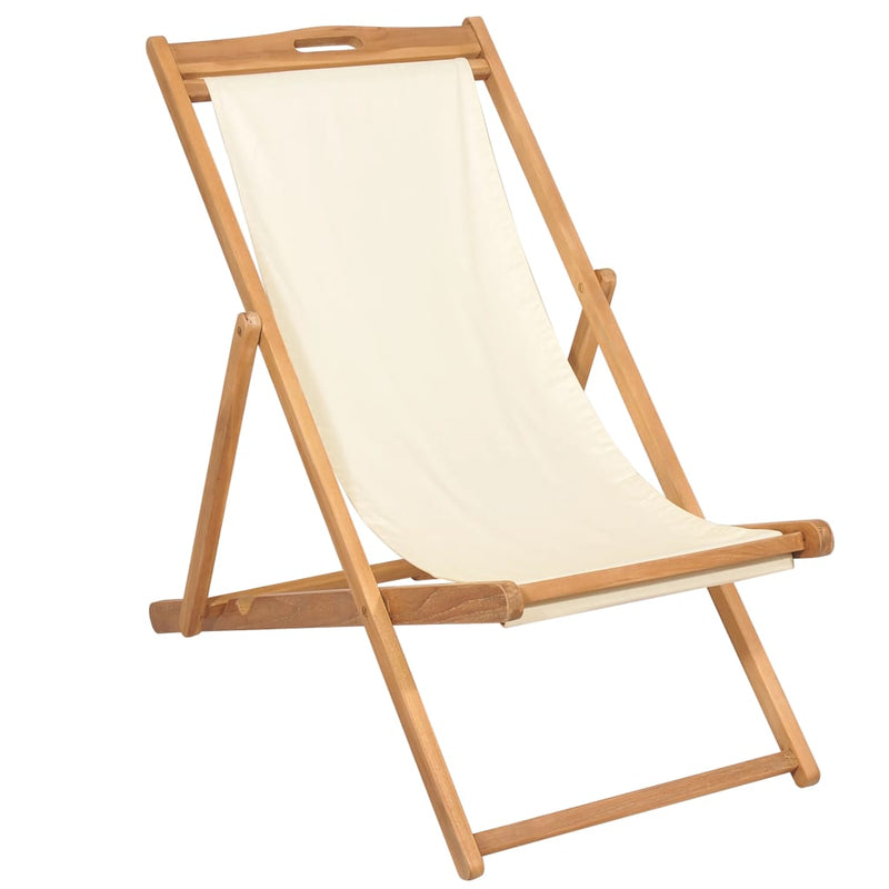 Deck Chair Teak 56x105x96 cm Cream