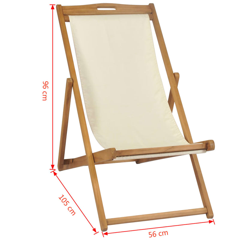 Deck Chair Teak 56x105x96 cm Cream