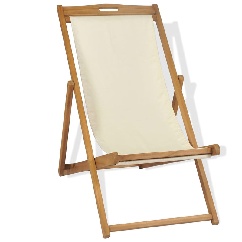 Deck Chair Teak 56x105x96 cm Cream