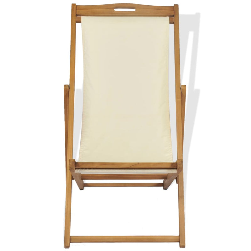 Deck Chair Teak 56x105x96 cm Cream