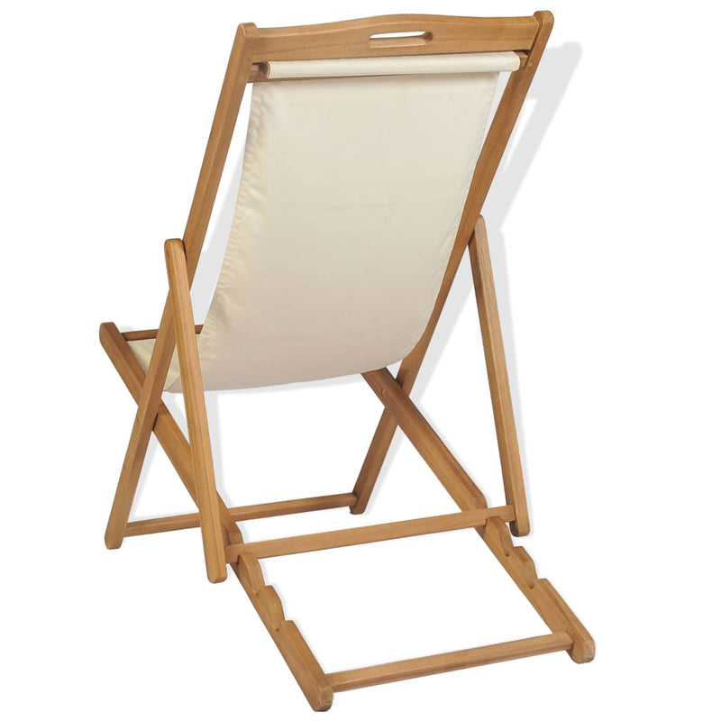 Deck Chair Teak 56x105x96 cm Cream