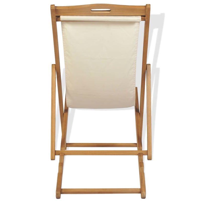 Deck Chair Teak 56x105x96 cm Cream