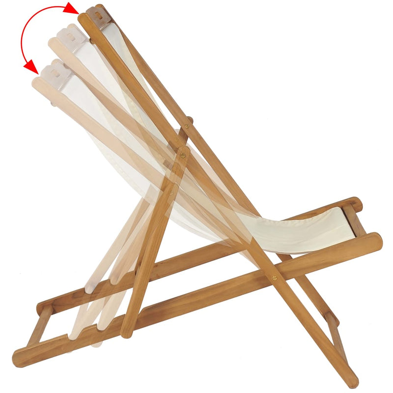 Deck Chair Teak 56x105x96 cm Cream