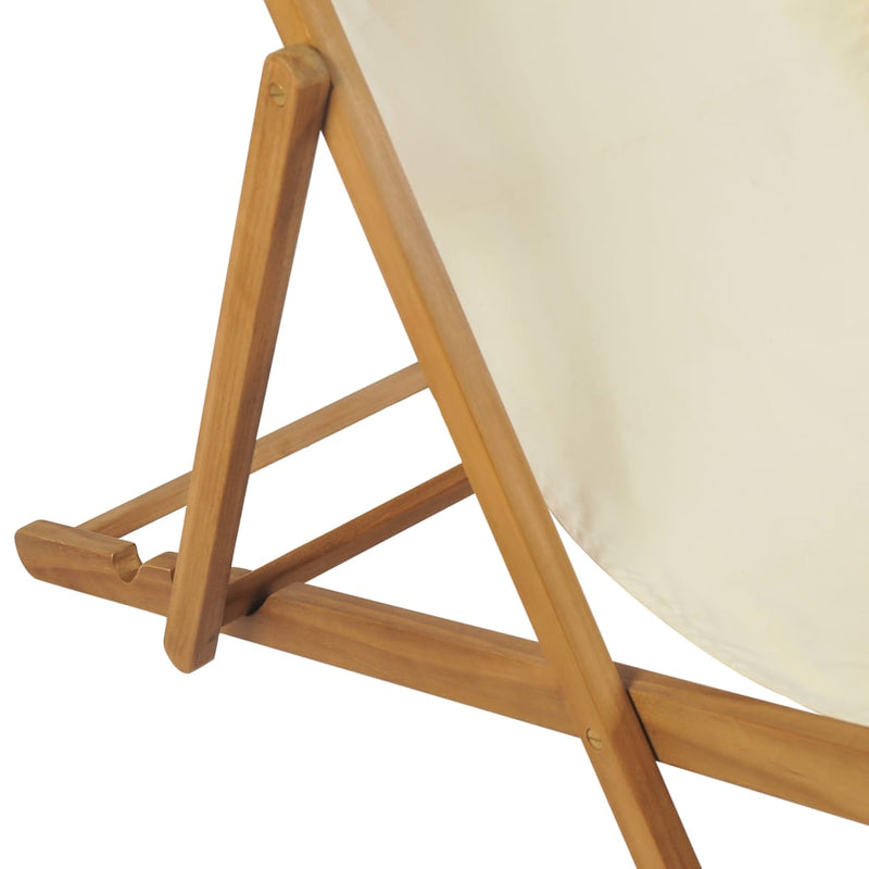 Deck Chair Teak 56x105x96 cm Cream