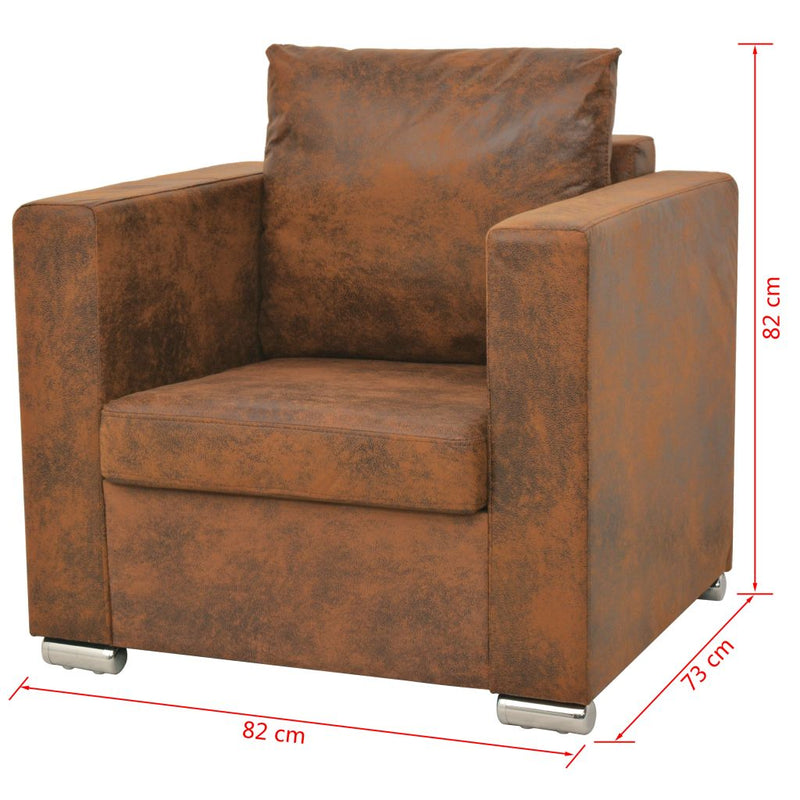 Sofa Set 2 Pieces Artificial Suede Leather