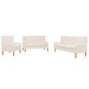 Sofa Set 3 Pieces Fabric Cream White