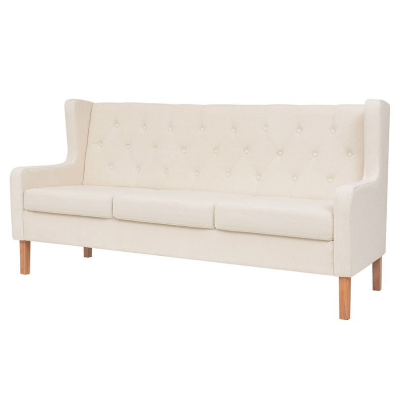 Sofa Set 3 Pieces Fabric Cream White