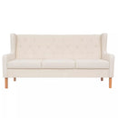 Sofa Set 3 Pieces Fabric Cream White