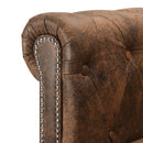 L-shaped Chesterfield Sofa Artificial Suede Leather Brown