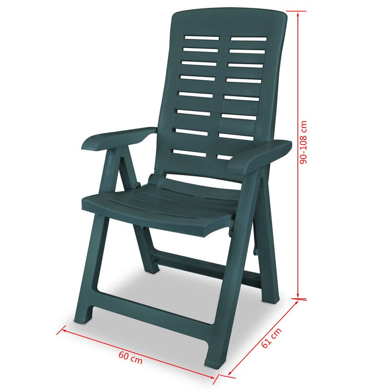 Reclining Garden Chairs 2 pcs Plastic Green