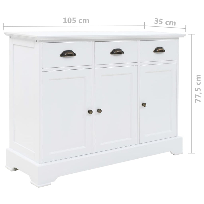 Sideboard with 3 Doors MDF and Pinewood 105x35x77.5 cm