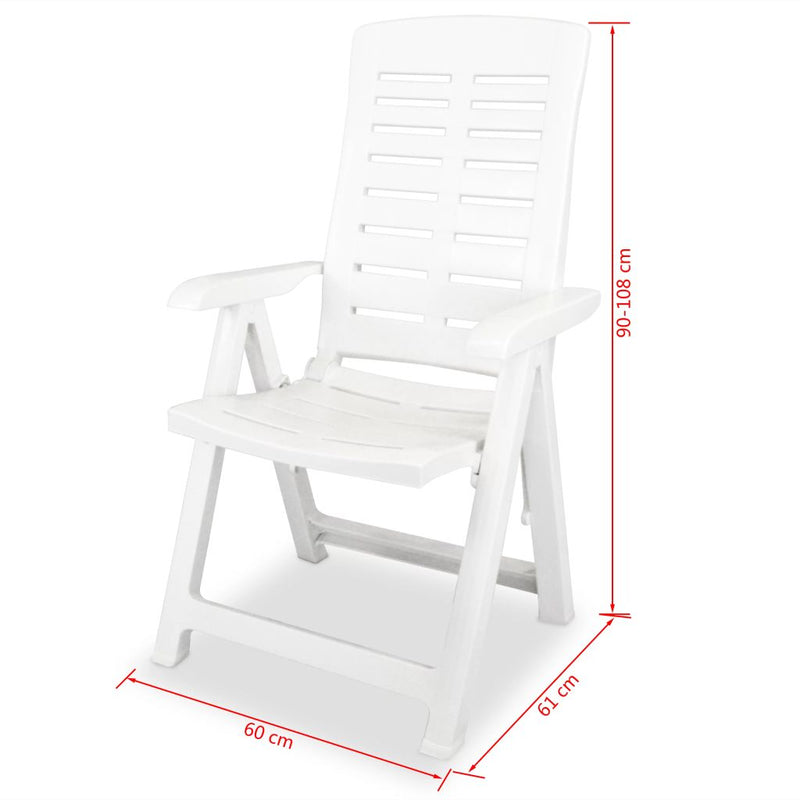 Reclining Garden Chairs 4 pcs Plastic White