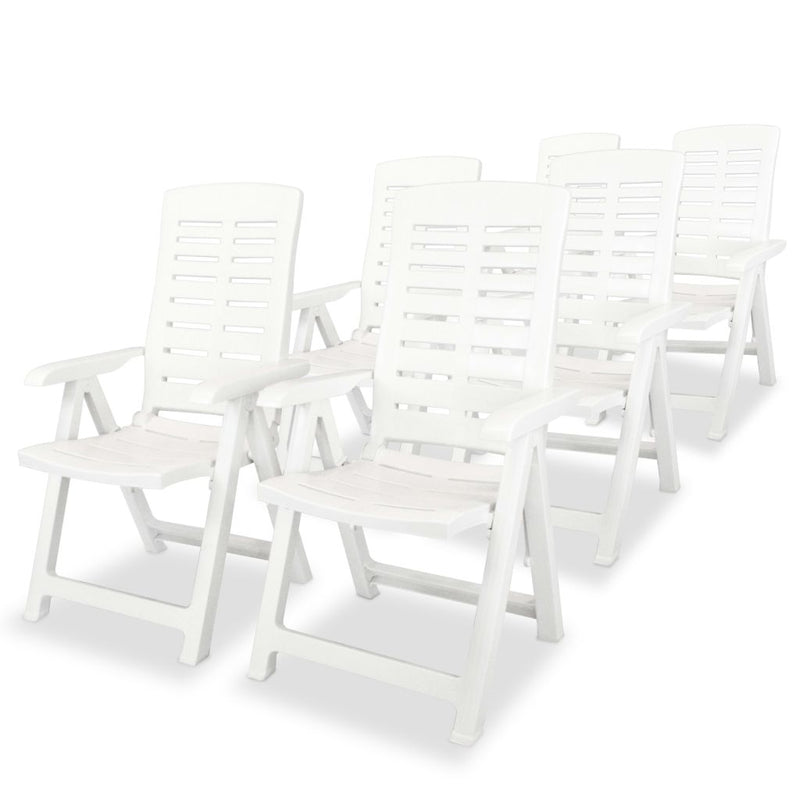 Reclining Garden Chairs 6 pcs Plastic White