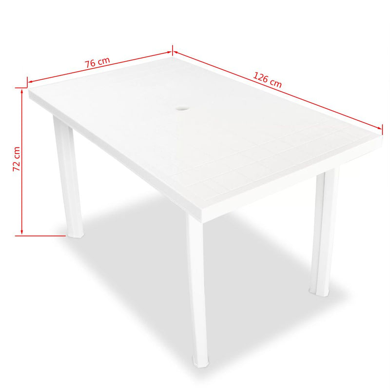 7 Piece Outdoor Dining Set Plastic White