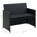 2 Seater Garden Sofa with Cushions Black Poly Rattan