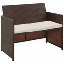 2 Seater Garden Sofa with Cushions Brown Poly Rattan