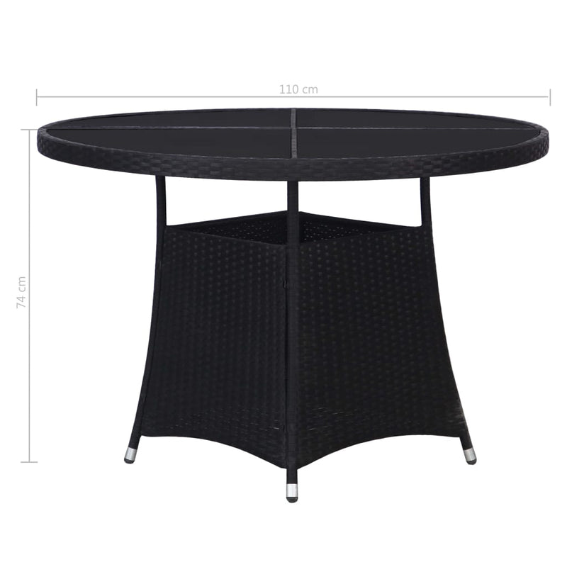 Garden Table Black 110x74 cm Poly Rattan