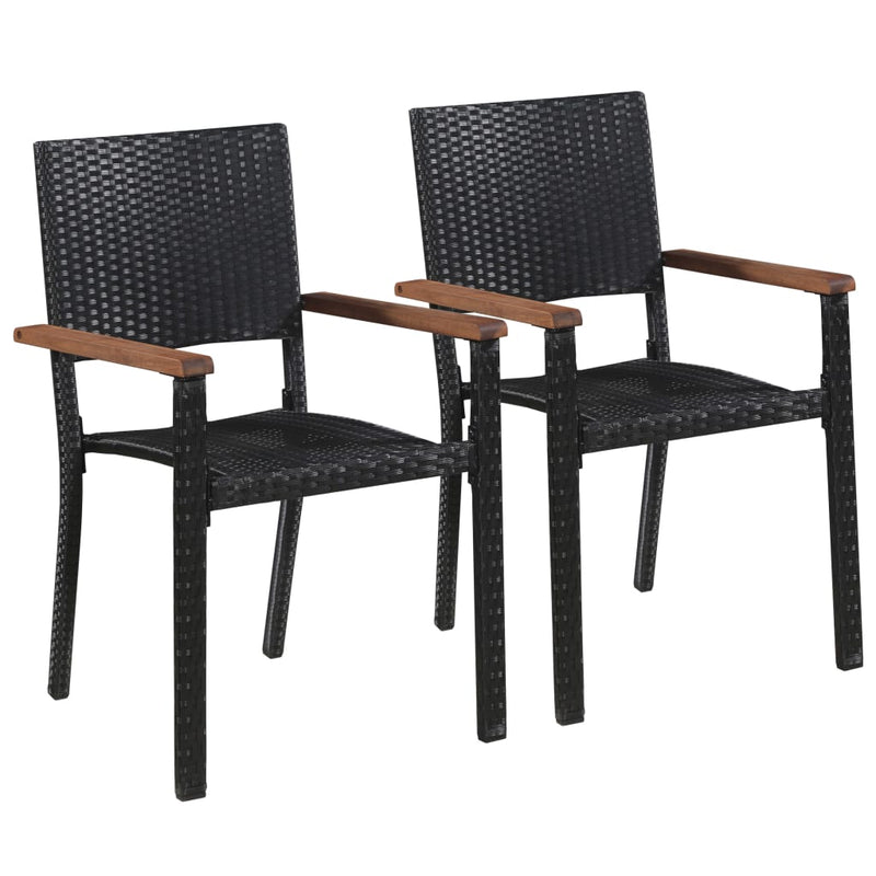 Outdoor Chairs 2 pcs Poly Rattan Black