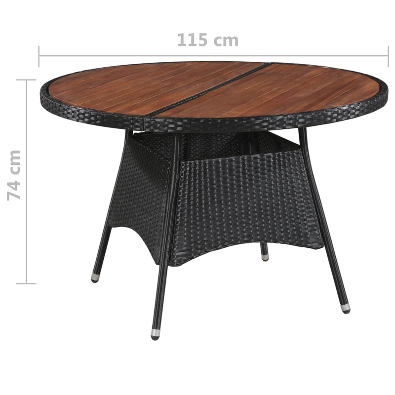 Garden Table 115x74 cm Poly Rattan and Solid Acacia Wood