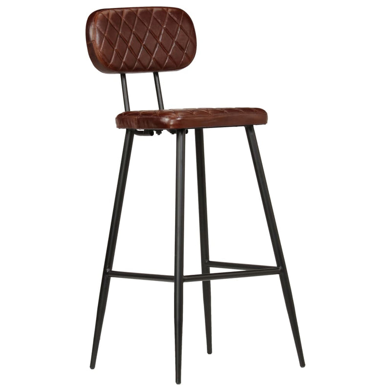 Bar Chairs 2 pcs Brown Real Leather