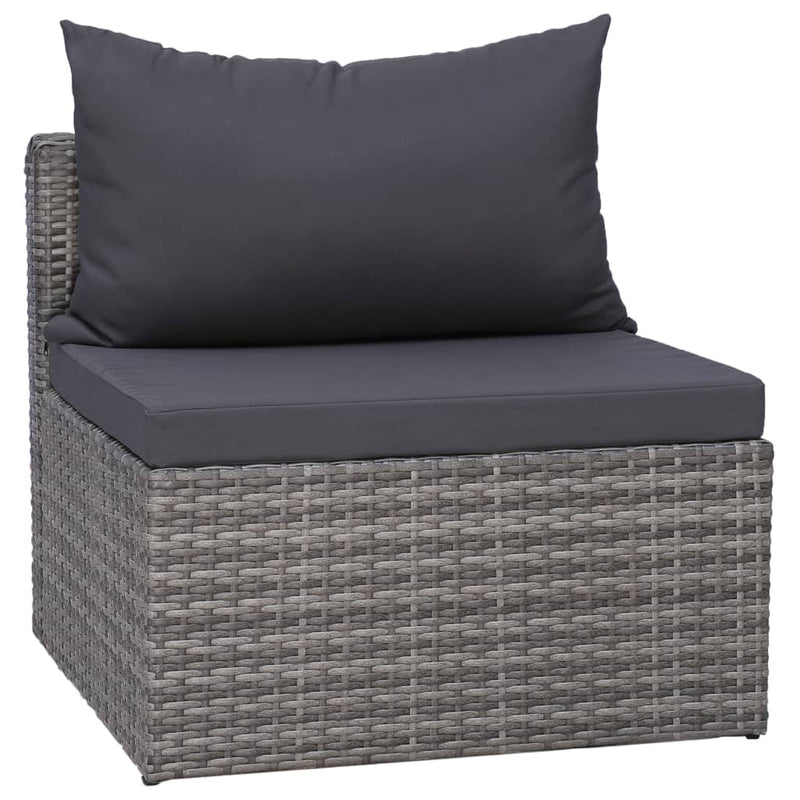 7 Piece Garden Sofa Set with Cushions & Pillows Poly Rattan Grey